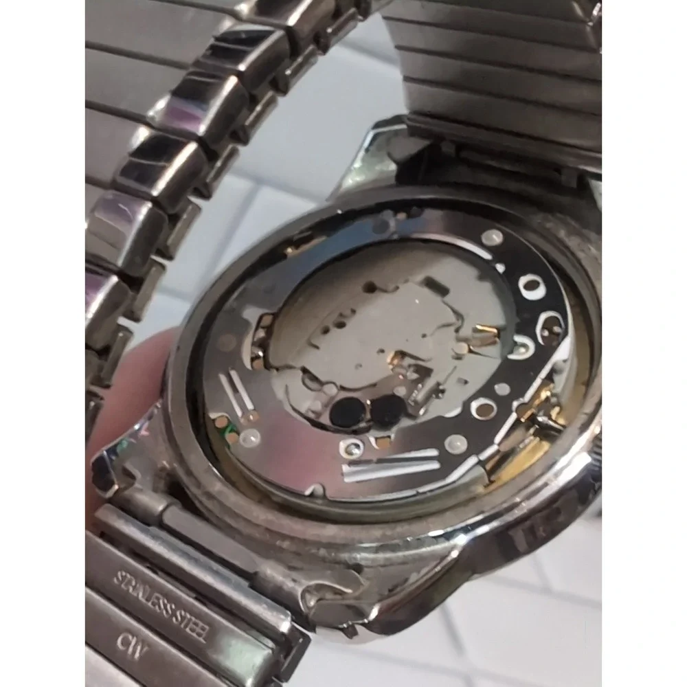 Timex Men's Quartz Watch Blue Arabic Dial Date Silver Stainless Bracelet Parts